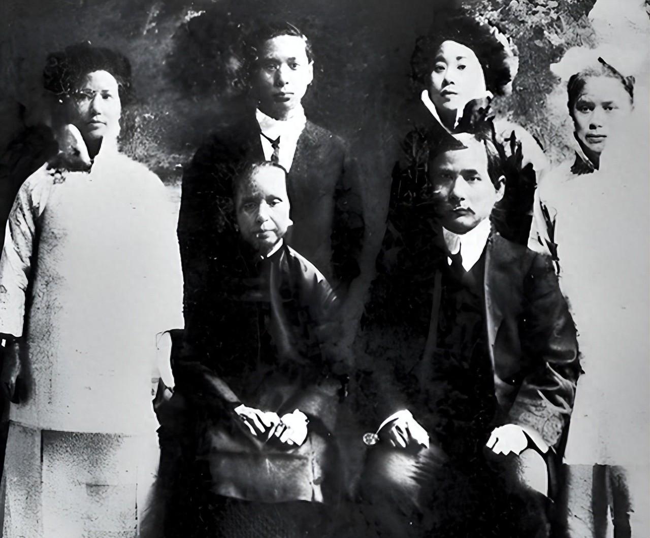 kaiyun-1910年，孙中山原配和三个孩子合影，容貌憔悴，命运坎坷！